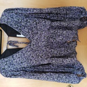 Olivaceous Purple Floral Bohemian Blouse